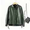 Jaqueta de Couro Biker de Pele de Ovelha Casual Vintage Solta Nova Feminina Outono 2026