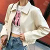Chaqueta casual y moderna coreana de Dongdaemun, manga larga, cremallera, cuero PU, abrigo de cuero sintético de corte holgado estilo coreano