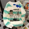 Camiseta Vintage Estilosa de Manga Longa com Design Americano Relaxado para Mulheres Outono Algodão Pesado Tie-Dye Top Estilo Campus