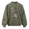 Moletom com Estampa de Foto de Letra Lavado Desbotado Gola Redonda Masculino Primavera e Outono Solto Tendência Streetwear Top Esportivo