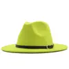Sombrero de Sol para Exteriores Clásico Fieltro Fedora Ala Ancha Moda Sombrero Jazz con Hebilla de Cinturón