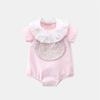 Mono de verano 2025 con nuevo estilo, estilo princesa, con babero cruzado, ropa de bebé niña, mono de manga corta con estampado floral 2210