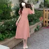 /Vestido Francés de Talla Grande con Escote en V Reductor de Edad para Mujer, Nuevo Diseño de Verano con Cintura Ceñida y Efecto Adelgazante, Vestido Largo