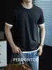 Amônia Líquida Sensação Gelada! Camiseta Loose de Manga Curta Color Block em Modal Falso, Estilo Levemente Luxuoso, para Homens, Top Casual Verão 2026