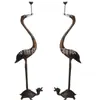 Portavelas Escultura de Grulla y Tortuga de Latón, Par de Portavelas Largos de Grulla y Tortuga para Uso Doméstico, Ofrenda Budista