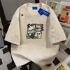 Camiseta de manga corta de algodón puro con diseño de letras de marca de moda estilo americano para mujer, top pesado informal estilo ins para primavera y verano, para parejas