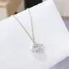 Nuevo Collar Japonés y Coreano Versátil Super Brillante de Circonita Incrustado con Micro Diamantes Estrella Planeta Saturno Cadena para Clavícula Chapado en Cobre Oro Rosa