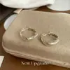 Pendientes de Aro Grandes Lisos de Plata Pura 999 para Mujer, Lujo Ligero de Alta Gama, Clips para Orejas de Aro Lisos, Aretes de Botón, Accesorios Populares para Orejas