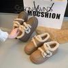 Mocasines de Suela Gruesa para Mujer, Nuevo Estilo Otoño e Invierno 2025, Estilo Británico, Zapatos Pequeños de Cuero Forrados de Felpa, Botas de Nieve, a Prueba de Frío