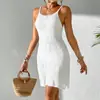 Vestido de Playa Cruzado para Mujer con Abertura, Sexy y Atrevido Vestido Halter de Escote Bajo con Textura Floral Hueca