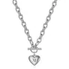 Collar con Colgante de Corazón Grabado con Láser de Números Romanos en Oro de 18 Quilates, Transfronterizo Europeo y Americano, Superventas, Acero Inoxidable, Venta al por Mayor para Mujeres