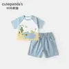 [Liquidación de Trajes de Manga Corta] Ropa de Verano Kaka Panda para Niños y Niñas, Traje de Verano para Bebés, Conjunto Trendy de Dos Piezas