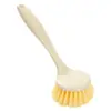 Escova de panela de palha de trigo com cabo longo, óleo antiaderente, não suja as mãos, escova para panelas e louças com cabo, escova de cabo longo, limpador de cozinha