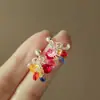 Pendientes de Flor de Gota de Diamante de Aguja Plateada Versátiles Simples de Gama Alta Pendientes de Nicho Temperamento Pendientes de Moda Wholesale Mujeres