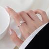 Plata de ley s925 Camelia Anillo abierto ajustable nicho moda simple Rosa Zircón anillo dedo índice al por mayor