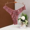 Calcinha feminina plus size, tanga sexy de renda, cintura média, transparente, estampa vazada, europeia e americana, 505
