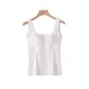 Dropshipping Regata Feminina Nova Estilo Primavera e Verão com Sutiã Embutido, Costas Lindas em U Grande, Camisola Longa para Usar em Camadas