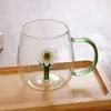 Novo Copo de Vidro Criativo para Suco e Leite Desenho Animado Transparente com Formato Tridimensional de Animal e Planta Copo de Água