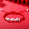 Pulsera de cuerda roja con colgante luantong de cuentas de jade natural de la suerte, estilo étnico tejido a mano, moda para hombre y mujer