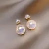Brincos de Pérola em Bola Grandes e Pequenos Cor Sereia de Alto Padrão Vintage, Brincos Dupla Face Removíveis, Brincos Femininos