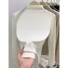 Camiseta Manga Longa Gola Meia-Alta Regular Melanóide Bambu Escovado Algodão Ombro Normal Top Versátil Emagrecedor Gola Integrada Outono