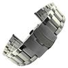 Correa de acero de tres bolas con punta trapezoidal, correa de acero inoxidable, correa de acero de 20, 22 y 24 mm, hebilla de seguridad doble color arena, cadena de reloj