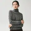 ¡Caliente! Nueva colección de otoño e invierno: Suéter de cachemira para mujer de ajuste relajado con cuello alto y diseño de punto trenzado y hilo grueso y texturizado