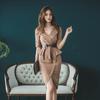 Vestido de dos piezas con cinturón falso y volantes con cuello en V para principios de otoño de 2023, nuevo vestido sexy de estilo socialité.
