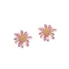 Elegantes Pendientes de Perla de Agua Dulce con Flores Rosa Claro, Estilo Femenino, Fresco y Dulce, Pendientes Simples y Versátiles, Pendientes Nuevos