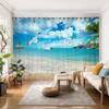 Plataforma transfronteriza para cortinas de pintura de paisajes de playa modernos, protección solar, sala de estar, oficina, cocina, sin perforaciones, fábrica