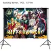 Decorações de Festa de Aniversário Temáticas de Demon Slayer Transfronteiriças Arranjo de Presente de Primeiro Ano Adereços de Atmosfera Prato de Papel Bandeira de Puxar