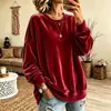 Sudadera casual de manga larga para mujer, color liso, cuello redondo, terciopelo dorado, nueva colección otoño/invierno 2026 Europa y América, artículo popular de venta caliente