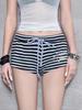 Pantalones Casuales de Rayas y Bloques de Color de Tiro Bajo con Cordón para Mujer Verano Nuevos Pantalones Estilo Puro Deseo Shorts Deportivos Ajustados al Cuerpo