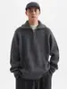 Tricô de Alta Qualidade com Zíper Meio e Gola Alta Espessado Masculino Outono e Inverno Estilo Retrô Preguiçoso Tricô Solto Pulôver