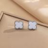 Colar de trevo de quatro folhas 13MM Pulseira Brincos Conjunto de três peças All-match Lucky Trevo de quatro folhas Pulseira de cinco flores Clavícula Brincos de corrente