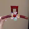 Pinza de Pelo de Flor Colorida, Pinza de Tiburón Retro Roja, Pinza de Pelo Grande Elegante para la Parte Posterior de la Cabeza, Accesorio de Pelo de Gama Alta