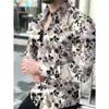 Nueva Camisa de Lujo Ligero de Alta Gama para Hombre 2026, Top Casual Holgado con Estampado de Manga Larga para Hombre, Tallas Plus