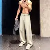 Calça retrô estilo americano de corte solto, design de perna reta, nova coleção de outono, versátil, confortável, simples, com caimento fluido e estilo de perna larga