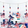 Pendente Cordão de Contas Dia da Independência Americana Novo Produto Transfronteiriço Pingente Criativo Marca de Madeira Franja de Corda de Cânhamo Cordão de Contas de Madeira Decoração de Festa