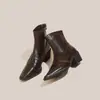 26 Botines Cortos de Mujer Nuevos para Otoño e Invierno, Puntiagudos, de Tacón Grueso, Modernos, con Cremallera Trasera 585-2 Exclusivamente para Ventas Transfronterizas