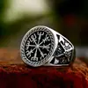 Guerrero de Acero hacha doble vikinga retro anillo de acero de titanio venta al por mayor comercio exterior transfronterizo moda anillo de acero de titanio para hombre