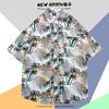 Camisa de Manga Corta Estilo Hong Kong Vintage Retro Pintura al Óleo para Hombre Tendencia Costera Camisa Floral Holgada para Pareja Guapa Chaqueta
