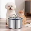 Dispensador de Agua Inteligente para Mascotas de 2.2L Acero Inoxidable Redondo Silencioso Fuente de Agua para Perros y Gatos Dispensador Automático de Agua Fuente para Gatos