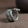 Anillo de serpiente plateado anillo vintage desgastado diseño de nicho ángulo Víbora Zodiaco Serpiente Hombres dominante transfronterizo caliente