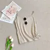 Camisola Estilo Coreano Doce Floral com Alça Fina Verão Praia Novo Estilo Versátil Redutor de Idade Top Base Feminino