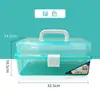 Caja de almacenamiento de tres capas multifuncional directa de fábrica caja transparente portátil para estudiantes caja de almacenamiento de plástico para pintura artística caja de herramientas de almacenamiento de plástico