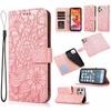 Funda de teléfono con girasol en relieve adecuada para Samsung S25Ultra Funda protectora A57 con sensación de piel y ranura para tarjetas Funda de cuero A15