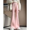 Coreia do Sul Calça Tricô Leve com Borla Única Feminina Outono Inverno Casual Preguiçoso Calça de Arroz Pegajoso Calça Larga Arrastada Grossa