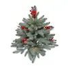 Árbol de Navidad Mate Transfronterizo Nuevo con Bayas Rojas y Base de Arpillera, Pino Mini para Chimenea y Mesa Decoración Festiva