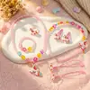 Set de Joyería Infantil de Dibujos Animados Estilo Coreano Flor Pequeña Linda, Collar y Pulsera de Cuentas Hechos a Mano de Hada, Modernos y Versátiles